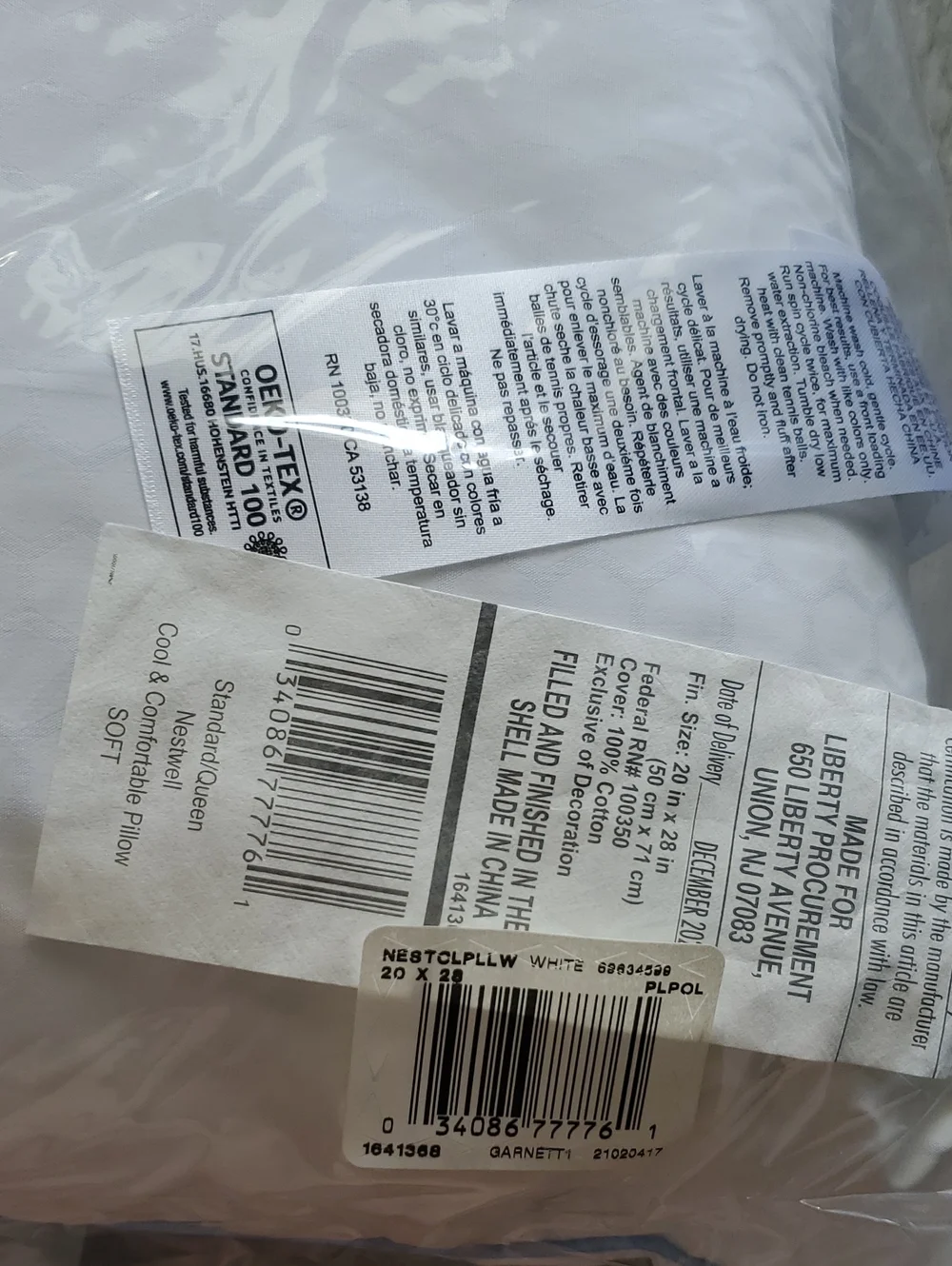 New Nestwell Cool & Comfortable Medium Support White Pillow - Pack of 2